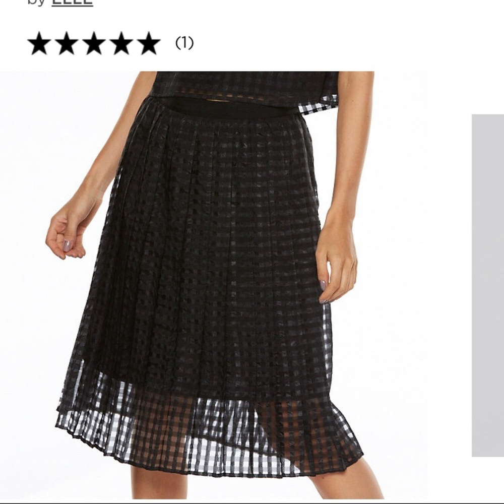 Elle Black Organza Lined Midi skirt